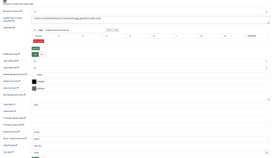 League Table Pro module for Joomla